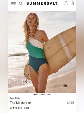 Summersalt One-Shoulder Colorblock One-Piece in White, Teal, Navy